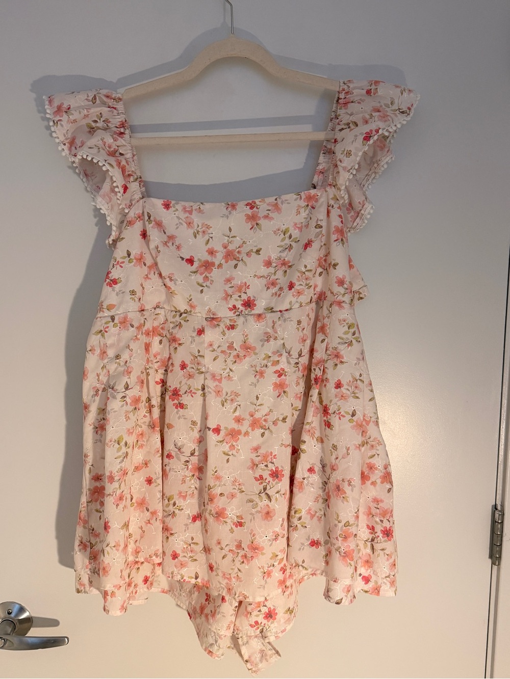 Anita - Pink Floral Romper with Cream Accents